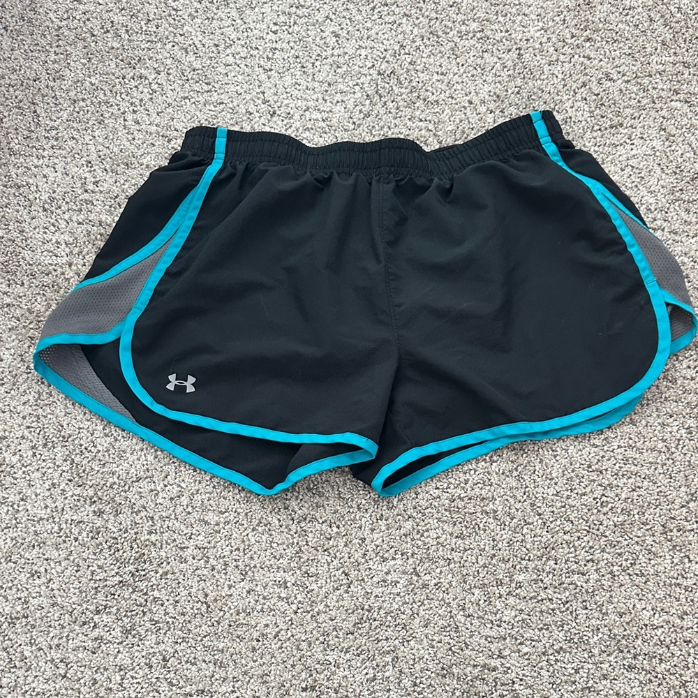 Under Armour Women's Black Shorts with Blue Trim